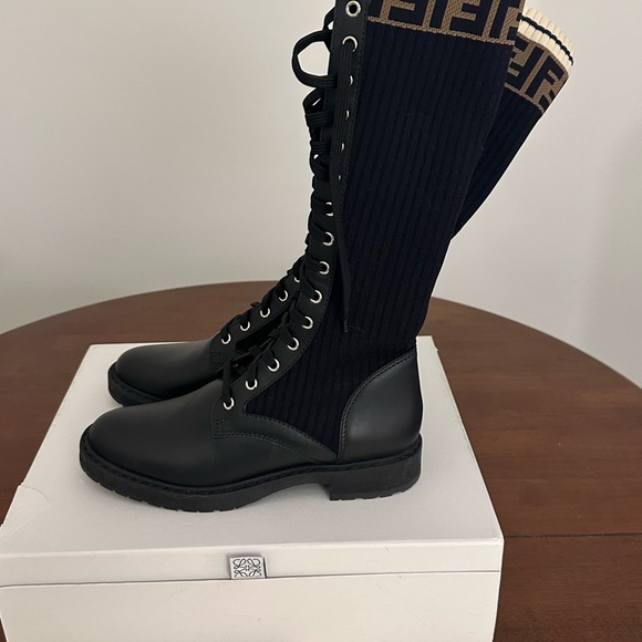 Fendi Black Lace-Up Boots - Picture 6 of 9